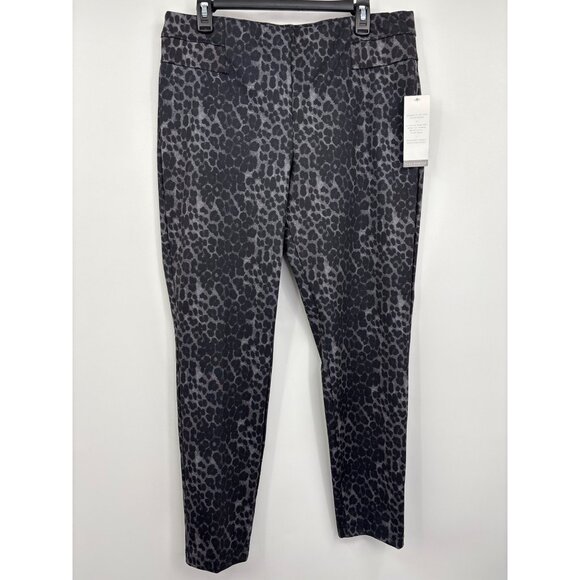 New Directions Animal Print Stretch Ponte Slim Pant Gray Black Size XL NEW - Picture 1 of 6